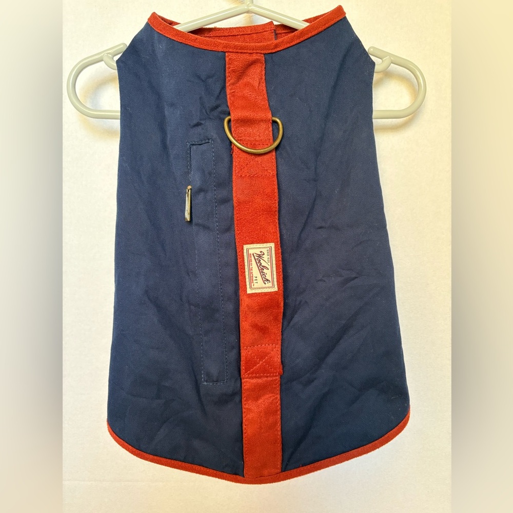 Woolrich Dog Harness Jacket Medium Navy and Terracotta Thinsulate Winter Jacket